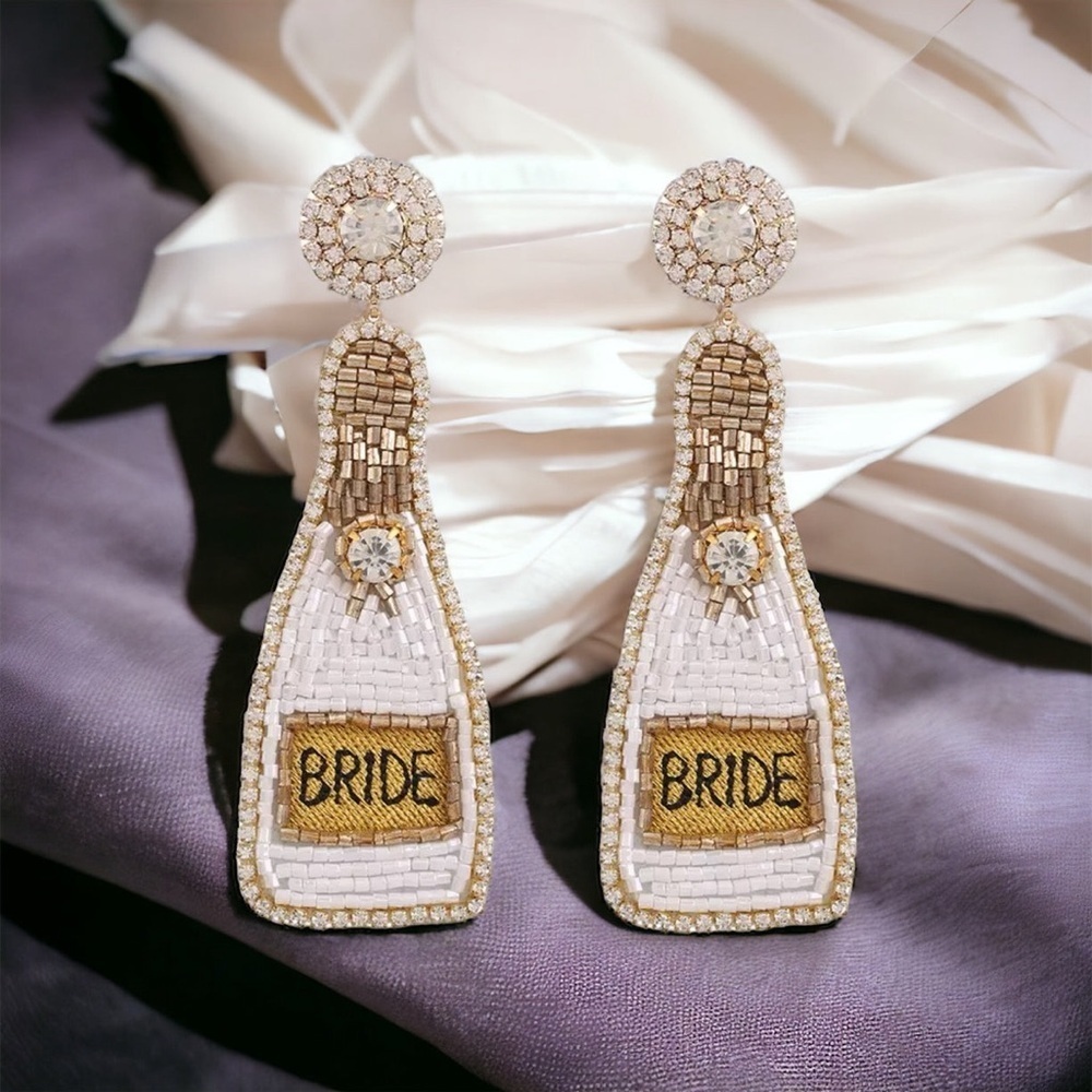 Beaded Bride Earrings - Perfect for Wedding, Bridal Shower & Bachelorette Bliss!